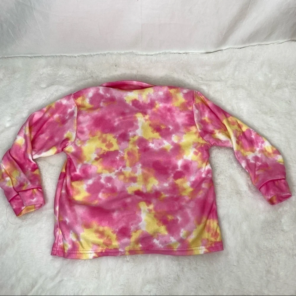 Toddler girl two piece tie dye pajama set pink and yellow size 4T